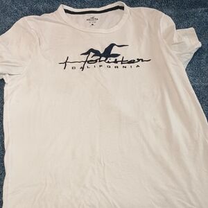 Hollister White Short Sleeve Tee with Navy Logo
